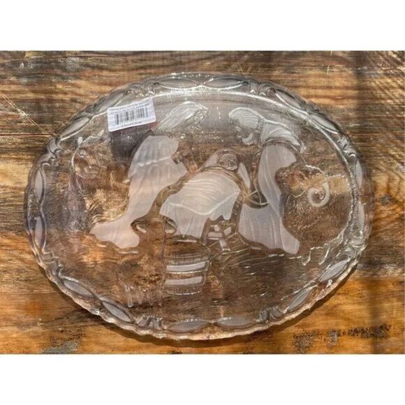 Mikasa Celebrations Rejoice Crystal Nativity‎ Scene Plate Plaque Clear 9" NWT - Picture 3 of 5